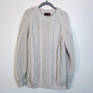 Vintage Pat Rician Men's Cream Cable Knit Sweater XL
